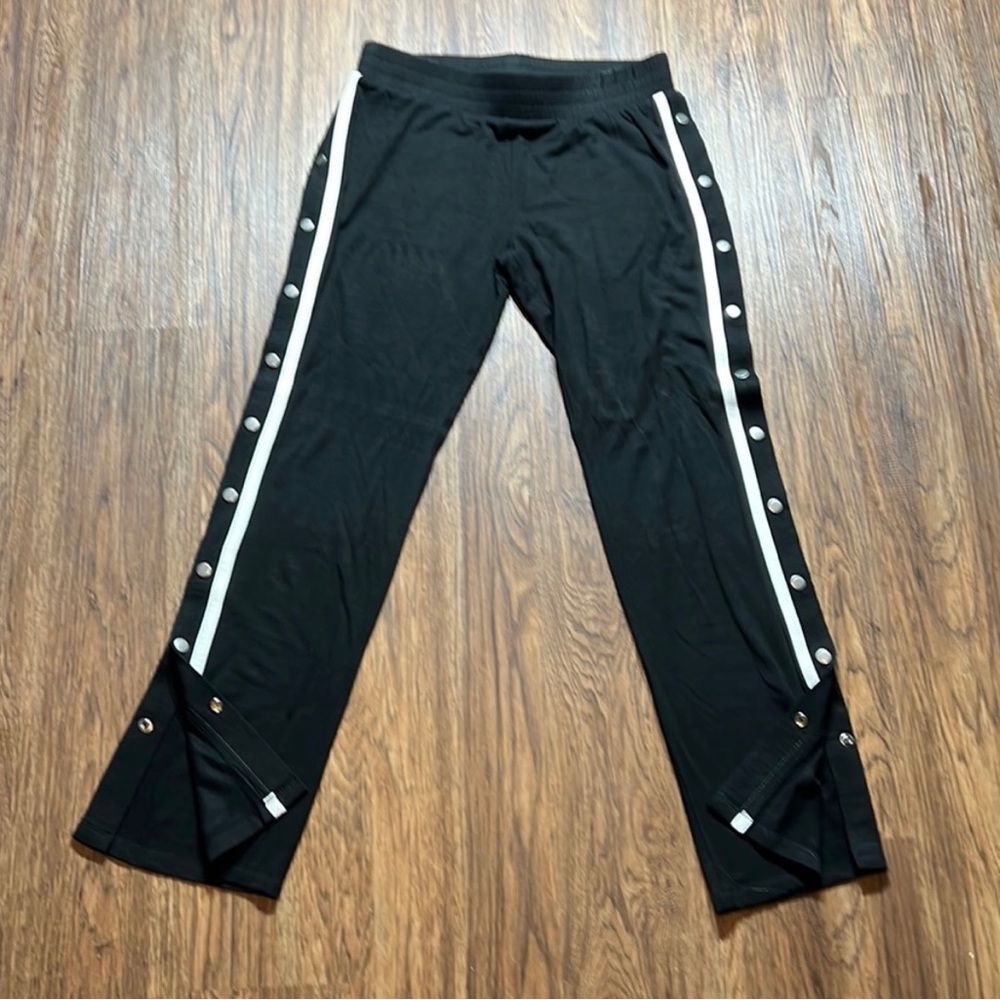 Socialite Size Medium Side Snap Track Pant White Stripe